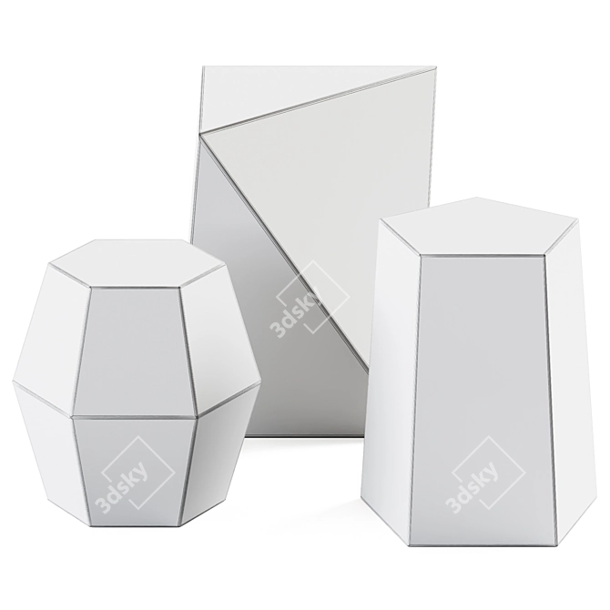 Faceted End Tables Set 3D model image 2