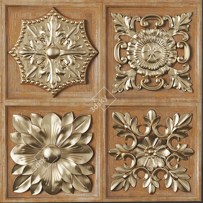 Square Trim Ornaments for 3D Software 3D model image 3