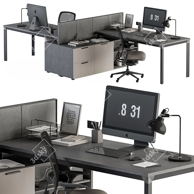 Modern Employee Set - Brown/Black 3D model image 1