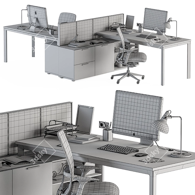 Modern Employee Set - Brown/Black 3D model image 4