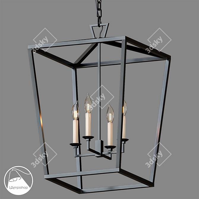 Bird's Cage Pendant: Stylish & Modern 3D model image 1