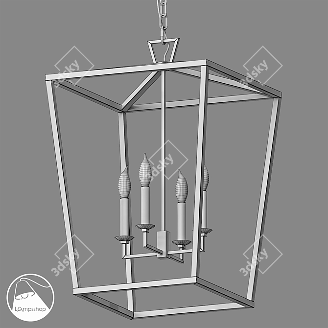 Bird's Cage Pendant: Stylish & Modern 3D model image 2