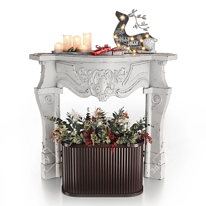 Holly Jolly Christmas Mantel Set 3D model image 1