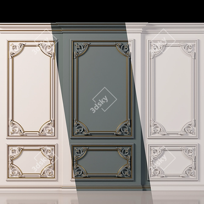 Elegant Wall Molding Design 3D model image 1