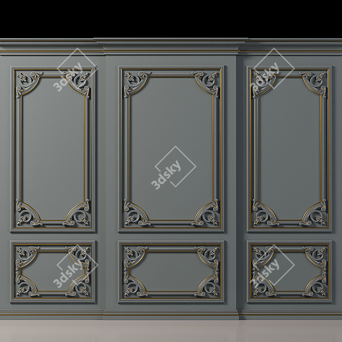 Elegant Wall Molding Design 3D model image 2