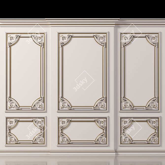 Elegant Wall Molding Design 3D model image 3