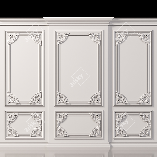 Elegant Wall Molding Design 3D model image 4