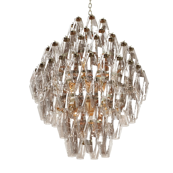 Smoked Glass Elegance: Benini Chandelier 3D model image 2