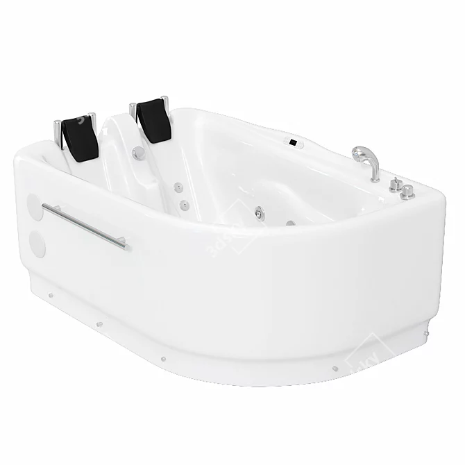 Luxury Acrylic Corner Whirlpool Bathtub 3D model image 1