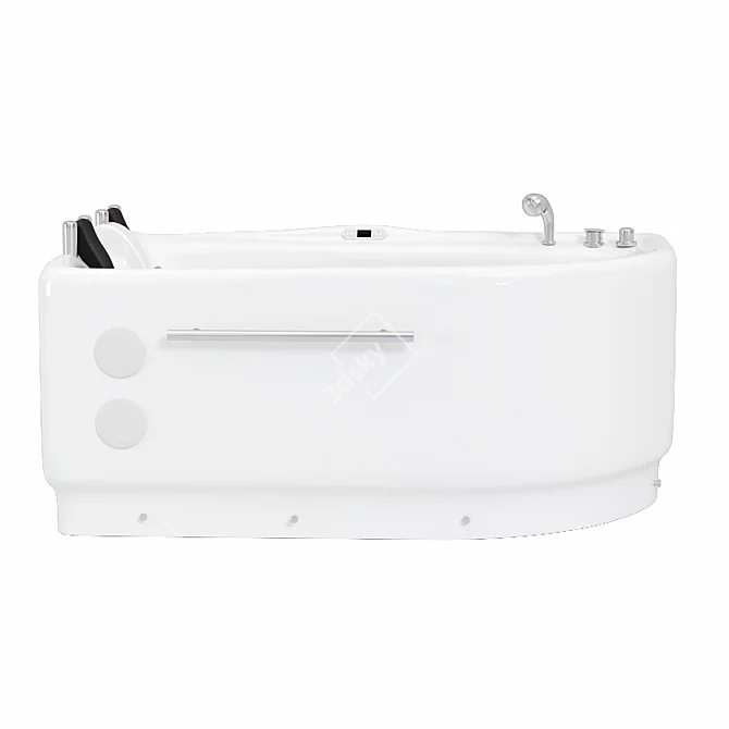 Luxury Acrylic Corner Whirlpool Bathtub 3D model image 2