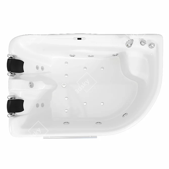 Luxury Acrylic Corner Whirlpool Bathtub 3D model image 3