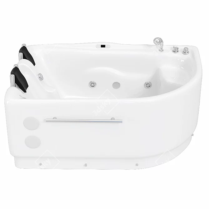 Luxury Acrylic Corner Whirlpool Bathtub 3D model image 4