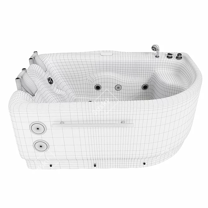 Luxury Acrylic Corner Whirlpool Bathtub 3D model image 5