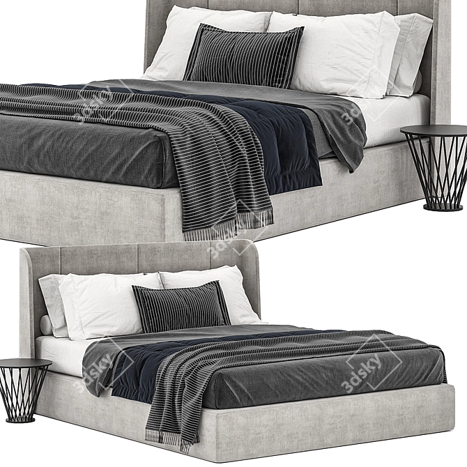 Modern Gray Bed - Ikea Tufjord 3D model image 1
