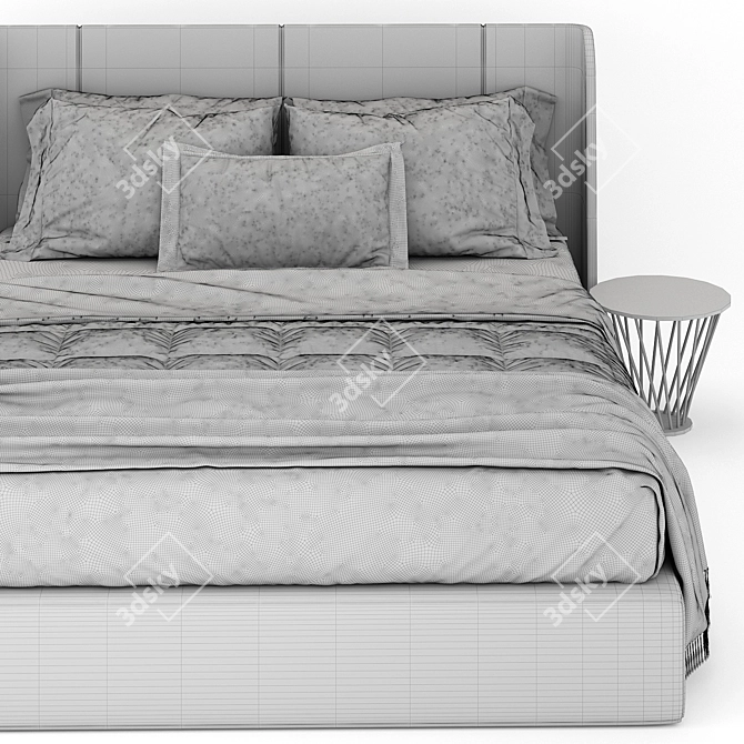 Modern Gray Bed - Ikea Tufjord 3D model image 4