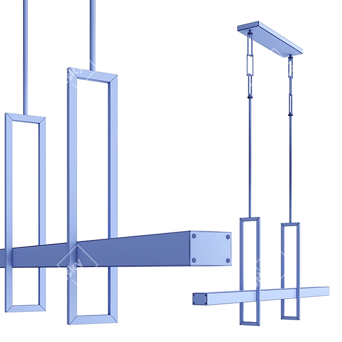 Sleek LED Linear Chandelier 3D model image 4