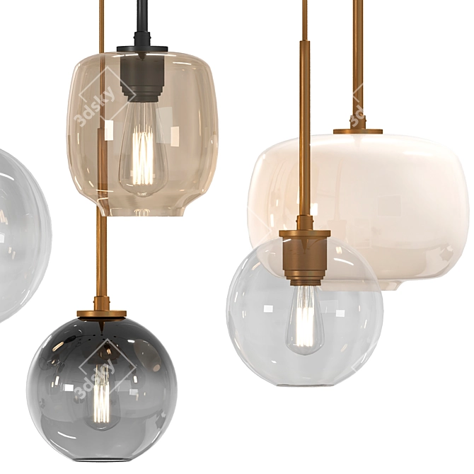 Customizable Glass Pendant Light 3D model image 2