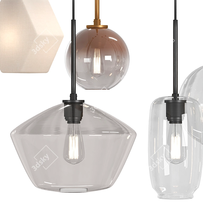 Customizable Glass Pendant Light 3D model image 3