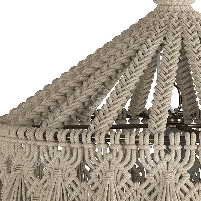 Boho Macrame Chandelier 3D model image 2