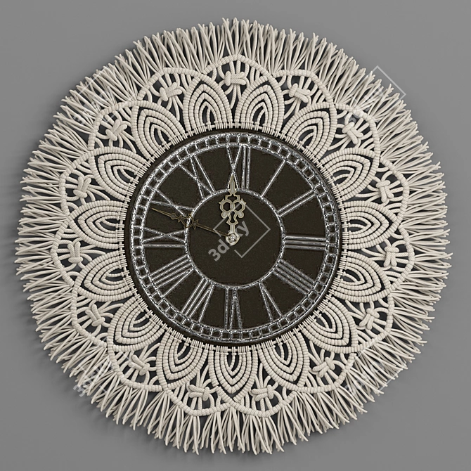 Boho Chic Macrame Clock 3D model image 1