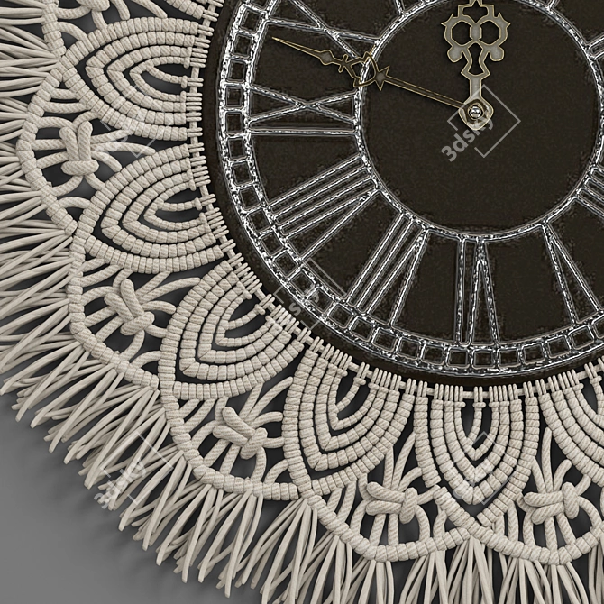 Boho Chic Macrame Clock 3D model image 2