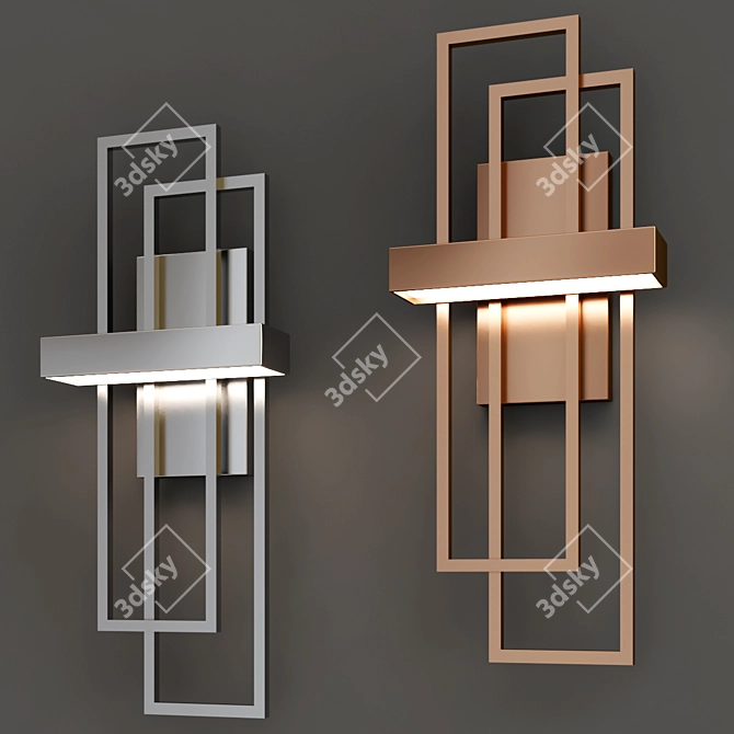 Modern Balance Beams LED Sconce 3D model image 2