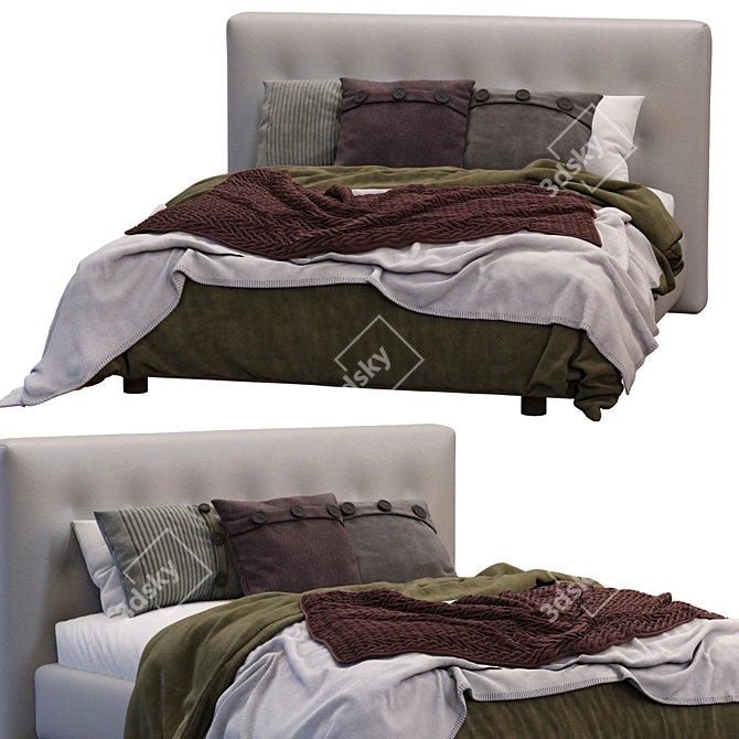 Elegant Leather Arca Bed 3D model image 2