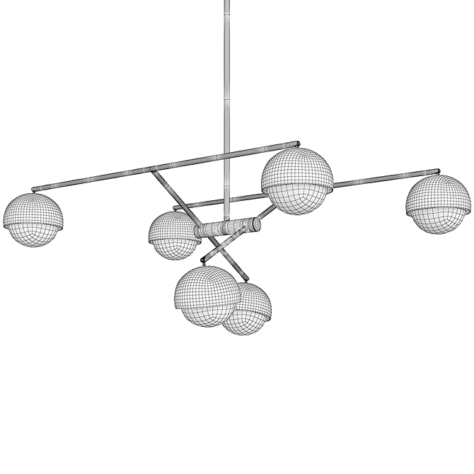 Modern Metal Sputnik Chandelier 3D model image 2