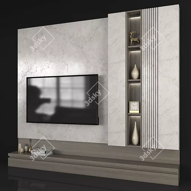 Sleek TV Wall Set with 65" Screen 3D model image 3
