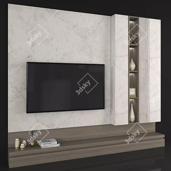 Sleek TV Wall Set with 65" Screen 3D model image 4