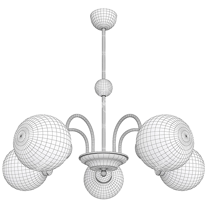 Sleek Milk Glass Ceiling Chandelier 3D model image 2