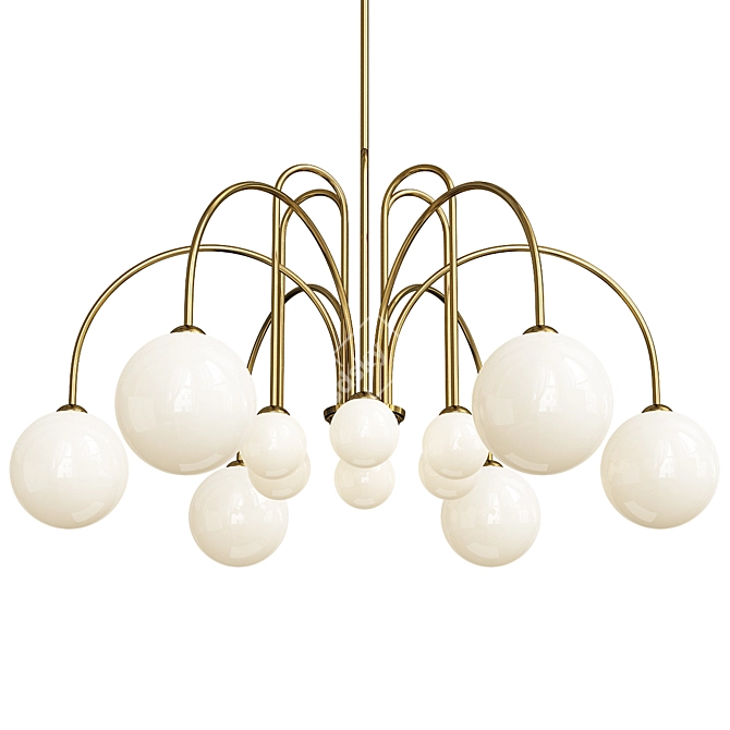 Minimalist Milk Glass Chandelier 3D model image 1