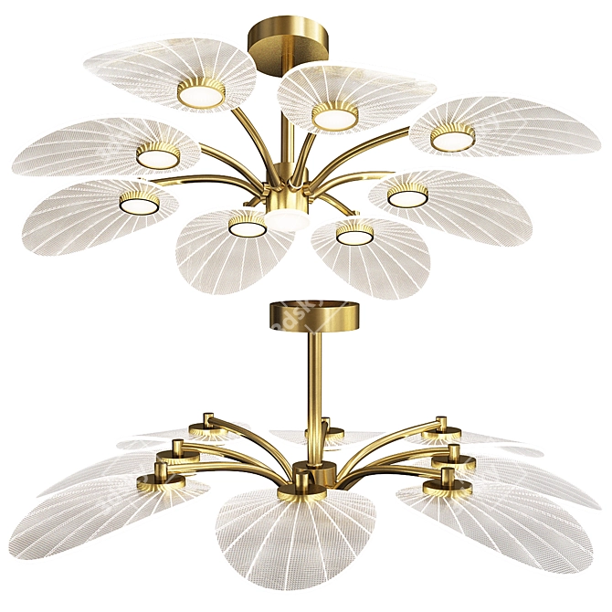 Sleek Leaf Flush Mount Light 3D model image 1