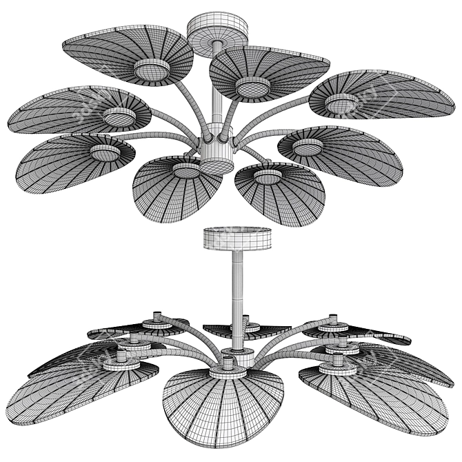 Sleek Leaf Flush Mount Light 3D model image 2