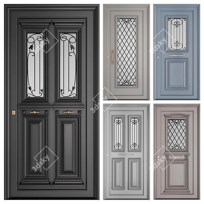 Classic Aluminum Exterior Doors 3D model image 1