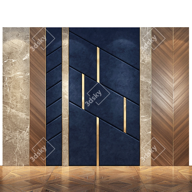 Elegant Wood Panel Wall Décor 3D model image 3