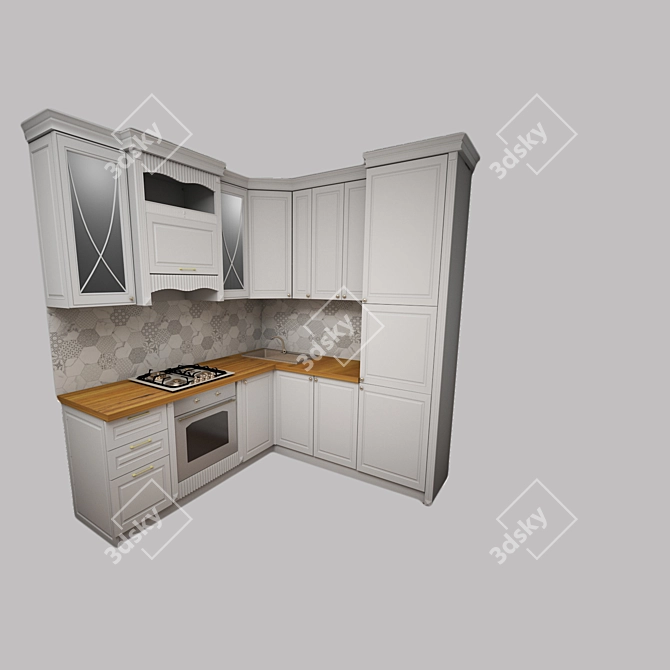 Elegant Neoclassical Kitchen 3D model image 1