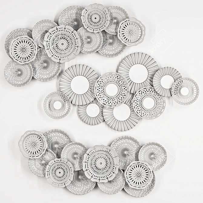 Alga Metal Wall Art: Stunning Openwork Wrinkle Mirror Design 3D model image 5