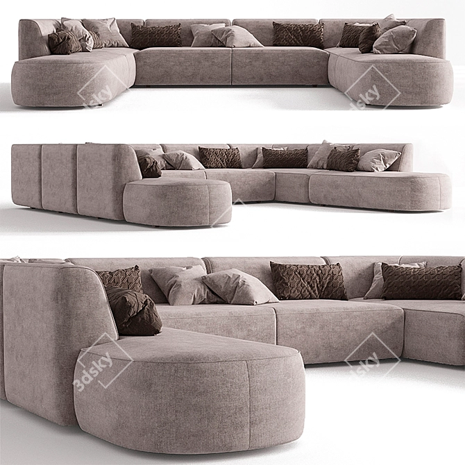Luxurious Taupe Sofa - 4m x 3.5m 3D model image 1
