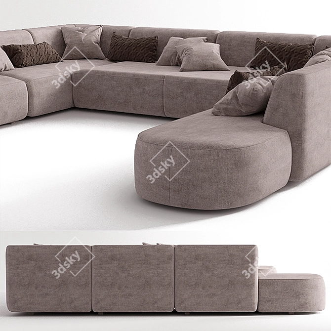 Luxurious Taupe Sofa - 4m x 3.5m 3D model image 3