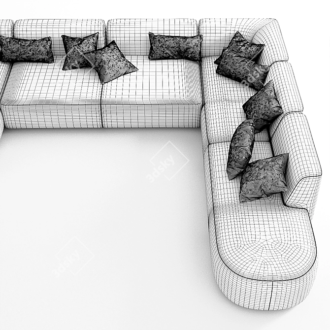 Luxurious Taupe Sofa - 4m x 3.5m 3D model image 4