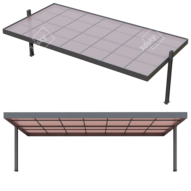 Durable Polycarbonate Carport 3D model image 2