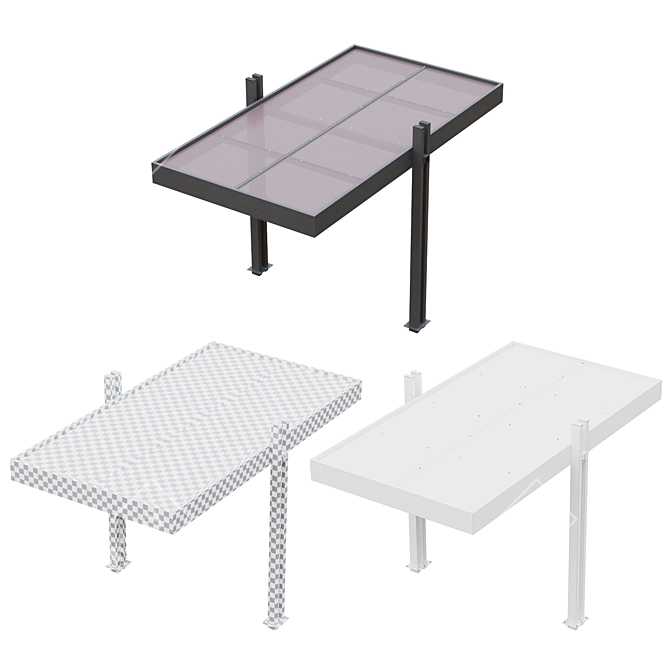 Durable Polycarbonate Carport 3D model image 3