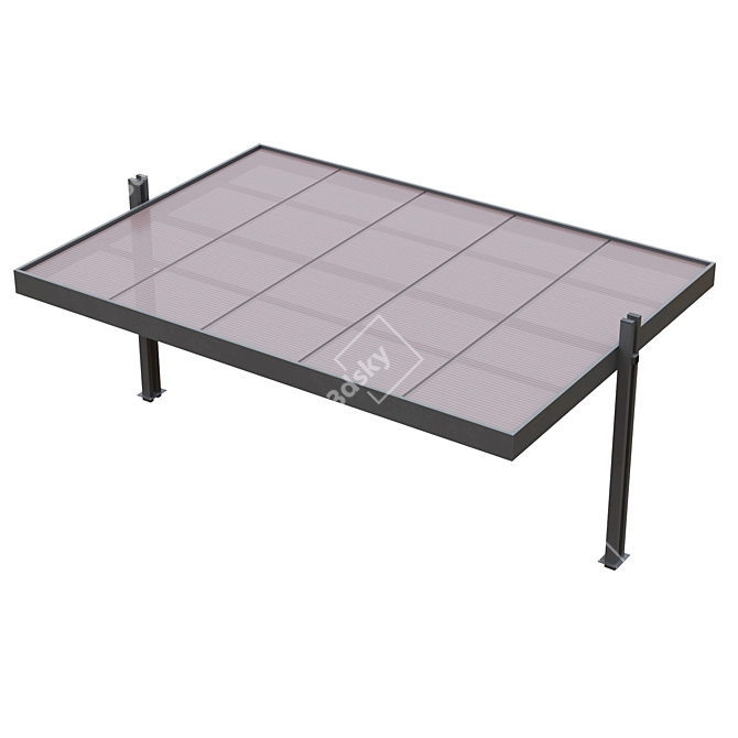 Durable Polycarbonate Carport 3D model image 5