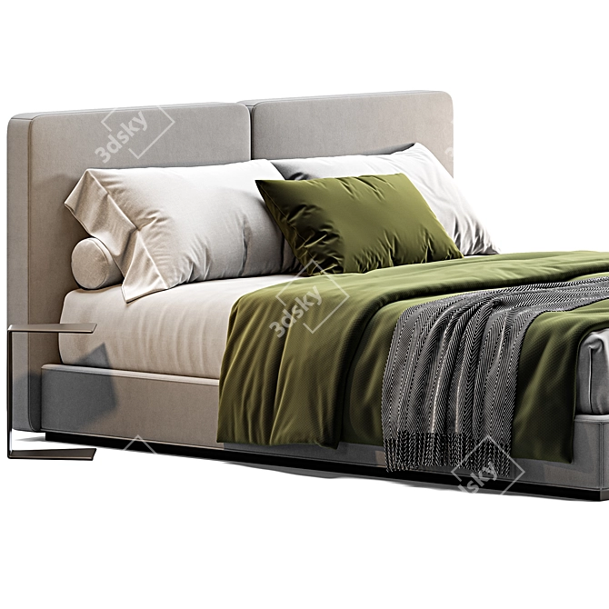 Luxurious Minotti Tatlin Ivory Bed 3D model image 2