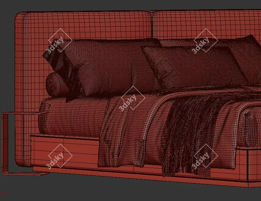 Luxurious Minotti Tatlin Ivory Bed 3D model image 4