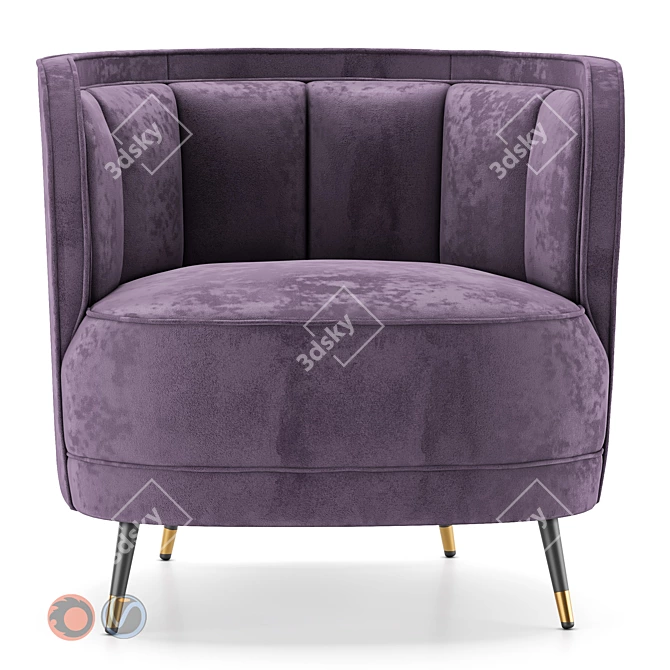 Gray Velvet Round Accent Chair 3D model image 3