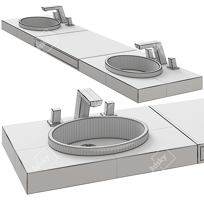 Ellisse XL FL Washbasin - Elegant Design for Modern Spaces 3D model image 2