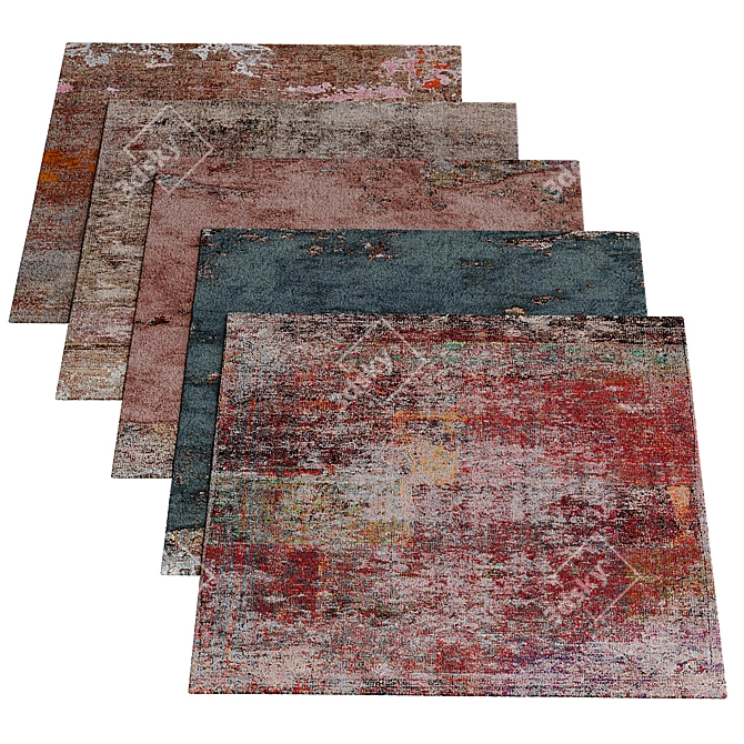 Vintage Rug Set with High-Res Textures 3D model image 1