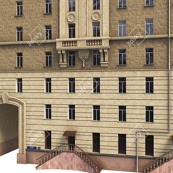 Soviet Era Residential Building 3D model image 2